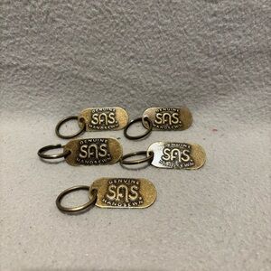Vintage SAS Brass Keychain Genuine Handsewn Logo Advertisement Charm Lot of 5